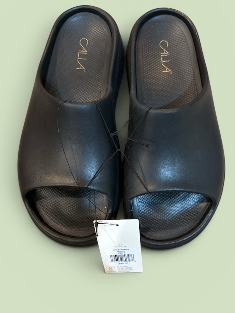 Calia Black platform molded Slide Sandals size 8 - Picture 4 of 5
